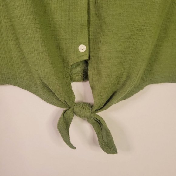 J. CREW Vneck, button, knot tie, short sleeve, womens size large - Picture 6 of 11